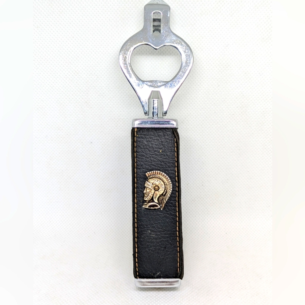 Vintage Bottle Opener Centurion Roman Warrior faux Leather Handle Japan